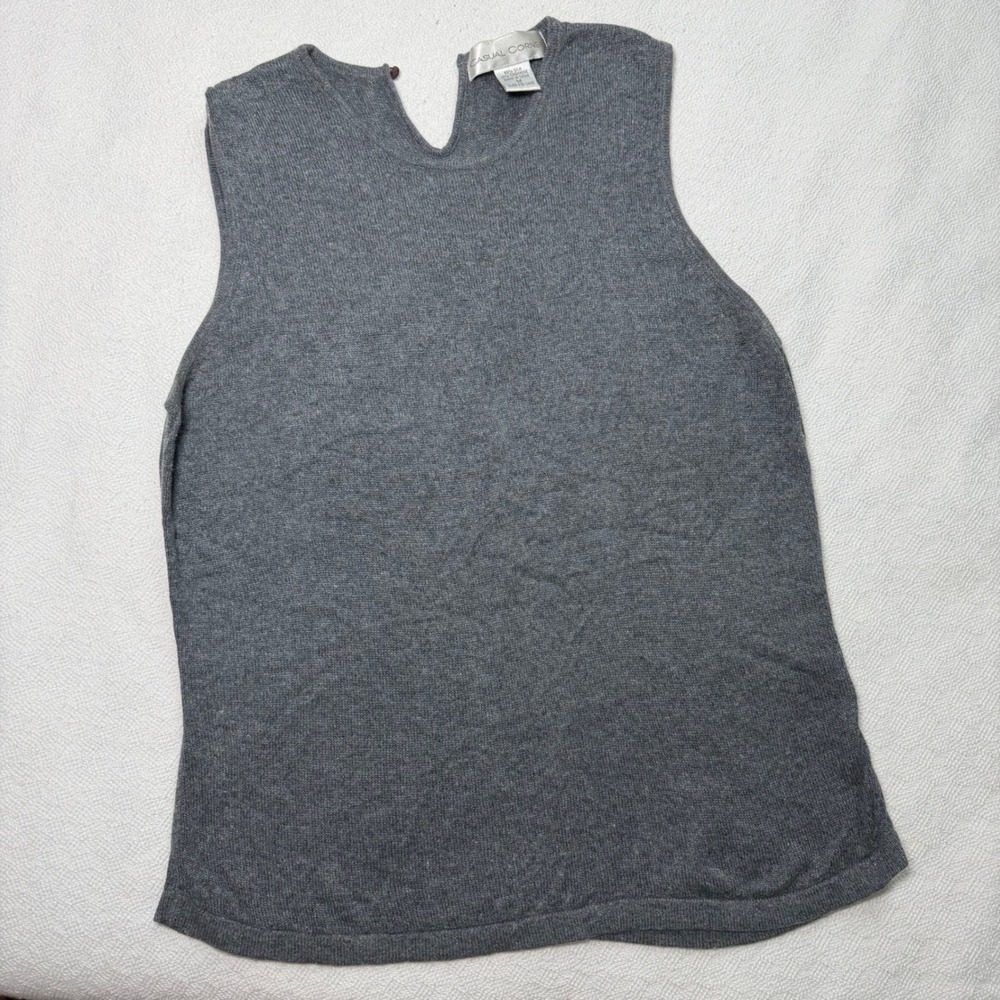 Casual Corner Silk Cashmere Sleeveless Knit Top Gray Minimalist Size M